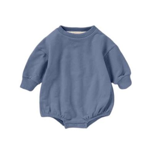 Organic Cotton Bubble Romper | Blue | Charlie Lou Baby | 6-12m
