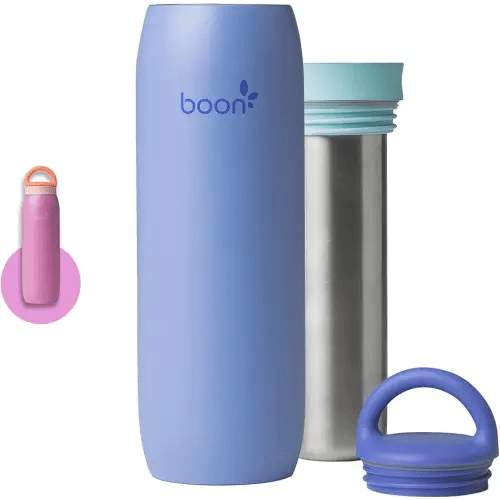 Boon Frosh Portable Breast Milk Chiller - Stainless Steel Breast Milk Cooler - Stainless Steel Portable Milk Storage Container - Blue - Keeps Breast Milk Cold for up to 17 Hours*