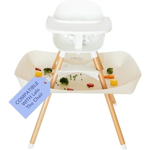 CATCHY -Food Catcher- Compatible with Lalo The Chair High Chair +11 Other High Chairs -Highchair Sold Separately- Baby & Toddler Food & Mess Catcher -Premium Linen Inspired- Under High Chair Accessory