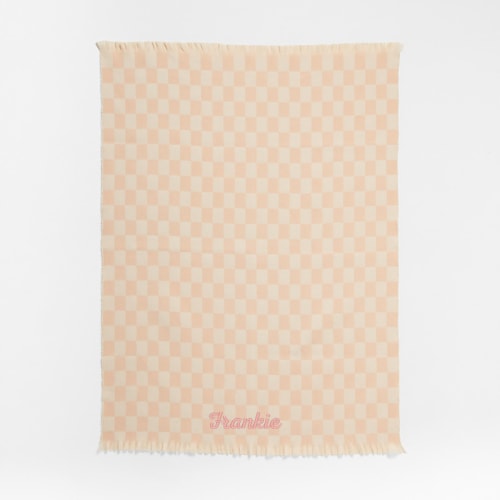 Personalized Dusty Blush Checkmate Baby Stroller Blanket by Leanne Ford