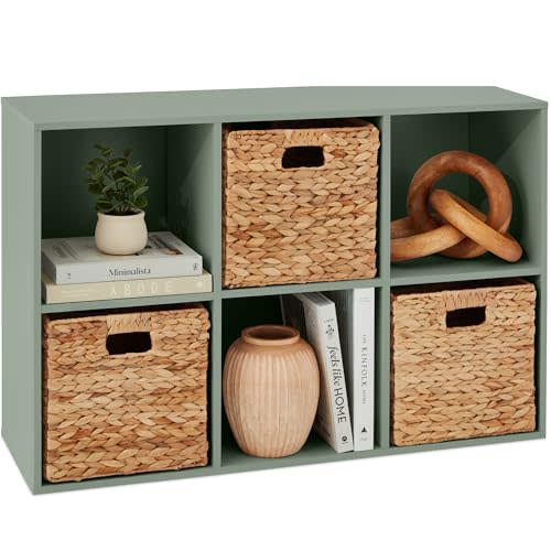 Best Choice Products Kids Bookcase 6-Cube Storage Organizer, 11in Shelf Opening, Bookshelf, Toy Storage, Customizable w/ 3 Removable Back Panels – Sage