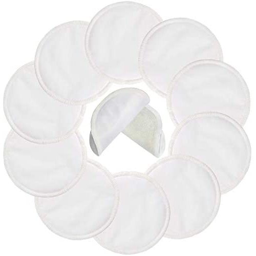 Organic Bamboo Nursing Pads (10 Pack) for Breastfeeding Moms - 4.7 inch Reusable Washable Breastfeeding Nipple Pad for Maternity with Laundry Bag