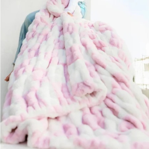 Hugs Check Southern Pink Plush Blanket | Minky Couture