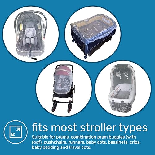 Enovoe Mosquito Net for Baby Stroller and Crib - Durable Mesh Bug Net Cover with Elastic Edge - Fits Strollers, Bassinets, Playards, and Mini Cribs - Travel Essential for Newborns - 63x64-Inch (White)