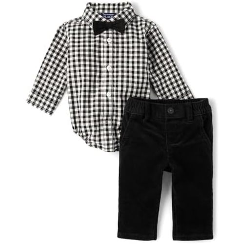 6-9 months The Children's Place baby-boys And Newborn Button Down Shirt and Pants, 2 Piece Outfit