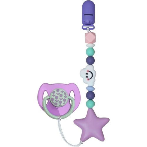 Cute Purple Style Pacifier Clip with Purple Magnetic Pacifier Reborn Dolls Toy Accessories (Star Cloud)