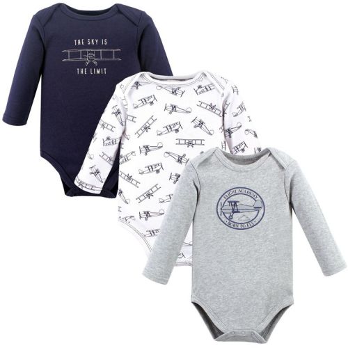 Hudson Baby Infant Boy Cotton Long-sleeve Bodysuits, Aviation, 3-6 Months