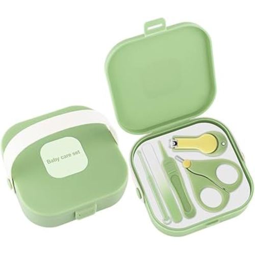 Baby Nail Care Set, 5 in 1 Baby Nail File Clippers Infant Grooming Kit Manicure Set for Newborn, Infant, Toddler, and Kids, Green