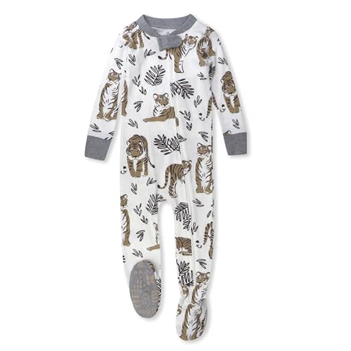 HonestBaby Non-Slip Footed Pajamas One-Piece Sleeper Zip-Front Pjs 100% Organic Cotton for Baby Boys