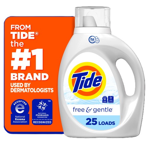 Tide Free & Gentle Liquid Laundry Detergent, 25 Loads, 34 fl oz