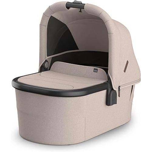 UPPAbaby Bassinet V3 - Compatible with Vista, Cruz, Ridge Strollers - Overnight Sleep Solution - Mattress, Sheet and Bug Shield Included - Ada (Sandstone Mélange/Carbon Fame)