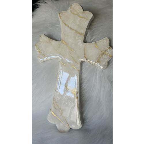 Wall cross | White and gold marble cross| Living room wall art | resin wall art |Crucifix|Housewarming gift | New home gift |EpoxyResinWallC