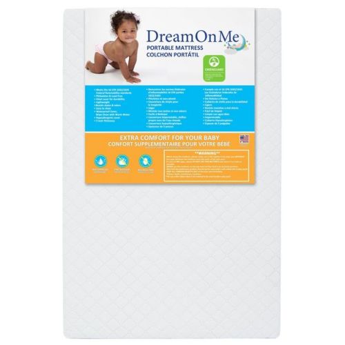 Dream On Me Portable Crib and Toddler Mattress - 24-T - White: Hypoallergenic, 2-Stage, High-Density Foam, 3-Inch Thickness