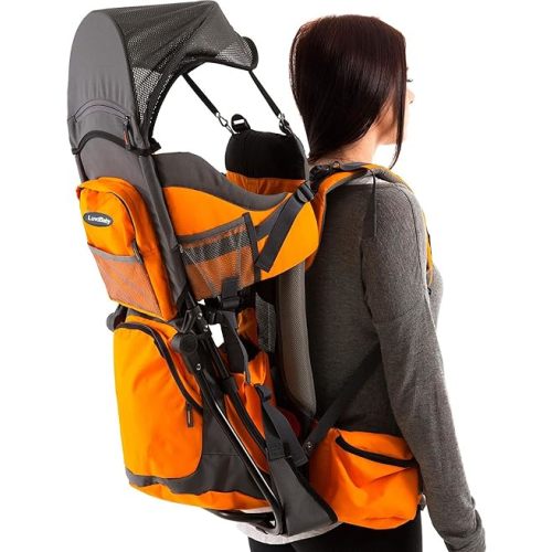 Hiking Baby Carrier Backpack - Comfortable Toddler/Baby Backpack Carrier System with Diaper Change Pad, Insulated Pocket + Rain and Sun Hood to Protect Your Child