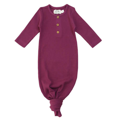 Organic Waffle Knotted Gown 0-3 Months | Berry – LUCY LUE ORGANICS