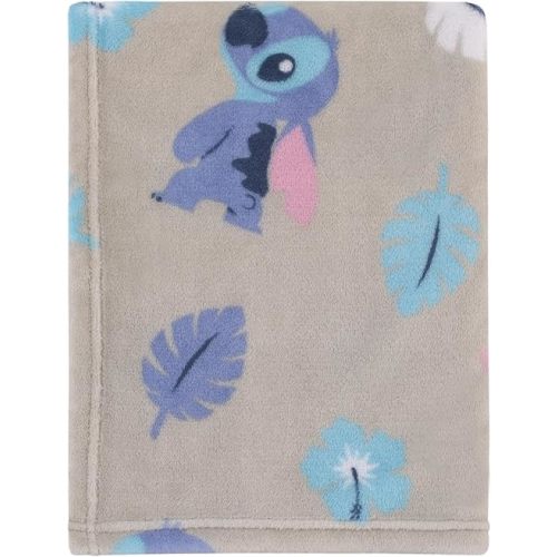 Disney Stitch Gray, Blue, Aqua, and White Super Soft Plush Baby Blanket