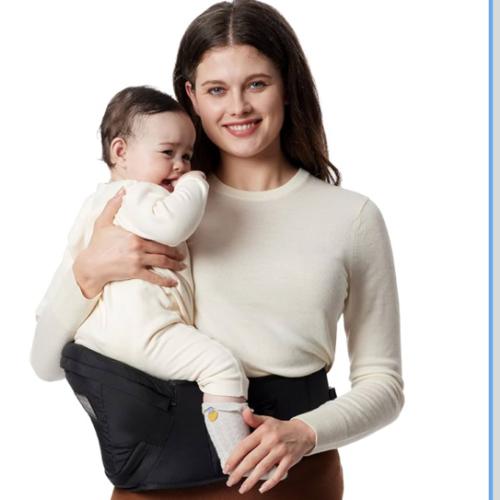 Momcozy Hip Seat Baby Carrier - Adjustable Waistband with Original 3D Belly Protector, Ergonomic Carrier with Various Pockets for Newborns & Toddlers up to 45lbs (Black, Medium)