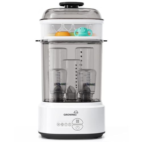 Bottle Sterilizer and Dryer, Compact Electric Steam Baby Bottle Sterilizer (Esterilizador de Biberones), Bottle Sanitizer for Baby Bottles, Pacifiers, Pump Parts Black