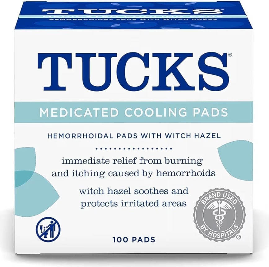 TUCKS Medicated Cooling Pads, 100 Count – Hemorrhoid Pads with Witch Hazel, Cleanses Sensitive Areas, Protects from Irritation, Hemorrhoid Treatment, Medicated Pads Used by Hospitals