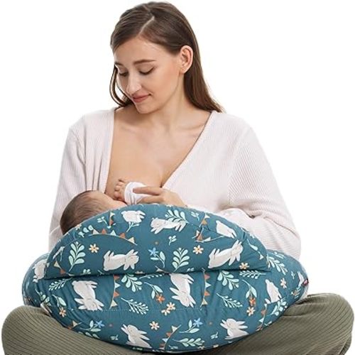 Momcozy Plus Size Nursing Pillows for Breastfeeding, Portable Nursing Pillow| Breastfeeding, Bottle Feeding, for Mom and Baby, More Support| Security Fence and Removable Cotton Cover