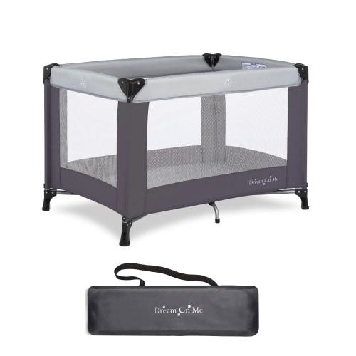 Dream On Me Nest Portable Play Yard, Grey, Unisex with Carry Bag & Strap