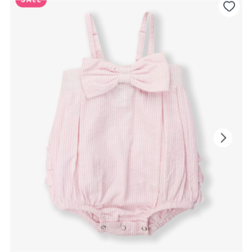 Bow Front Bubble Woven Romper | RuffleButts & RuggedButts
