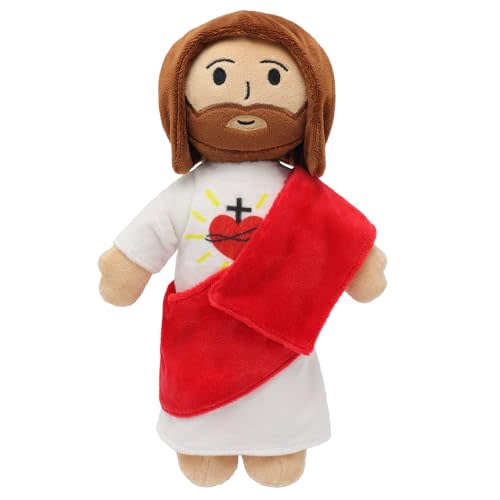Yelakey 13" Brown Jesus Plush Jesus Stuffed Animal Heart of Savior Doll for Church Sunday School Religious Easter