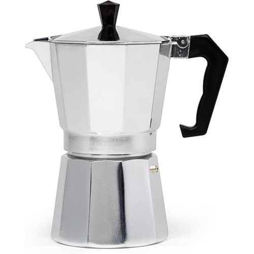 Primula Classic Stovetop Espresso and Coffee Maker, Moka Pot for Italian and Cuban Café Brewing, Greca Coffee Maker, Cafeteras, 6 Espresso Cups, Silver