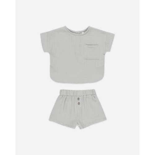 Woven Boxy Top + Short Set || Sky
