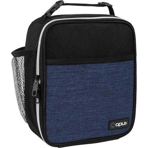 OPUX Premium Insulated Lunch Box, Soft School Lunch Bag for Kids Boys Girls, Leakproof Small Lunch Pail Men Women Work, Reusable Compact Cooler Tote Lunchbox for Office Adult, Heather Navy