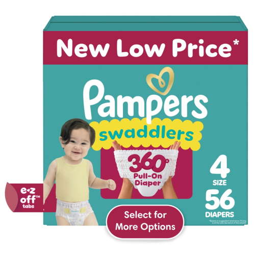 Free Shipping! Pampers Swaddlers 360 Pull-On Diapers Size 4 22-37 lbs 56 Count Leakproof Skin Protection