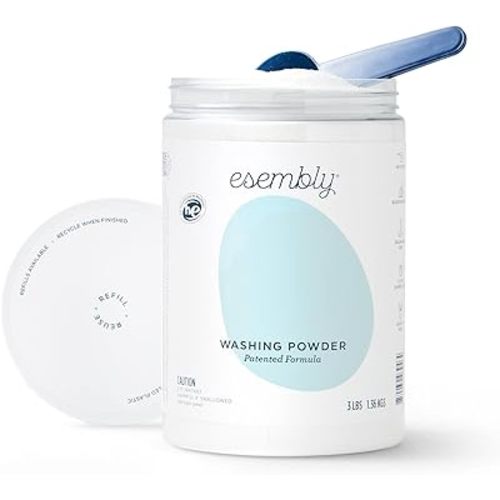 Esembly Cloth Diaper Laundry Detergent 3lbs Refillable Canister - Washing Powder Specially Formulated to be Gentle for Baby & Planet, Fragrance Free, Eco-friendly - Canister with Scoop.