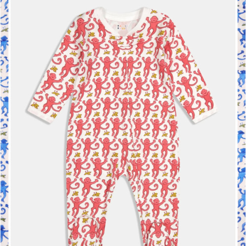 Infant Monkey Zipper Footie