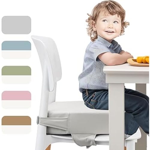 Toddler Booster Seat for Dining Table (PU Material),Portable Kids Booster Seat with Safety Buckles, High Cushion for Travel with Non-Slip Bottom