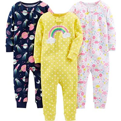 Simple Joys by Carter's Girls' 3-Pack Snug Fit Footless Cotton Pajamas