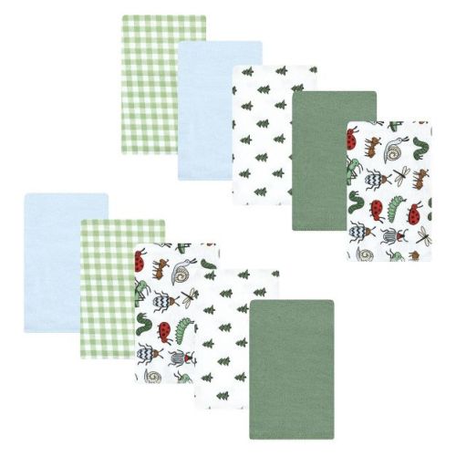 Luvable Friends Hudson Baby Flannel Burp Cloths 10pk, Garden Bugs