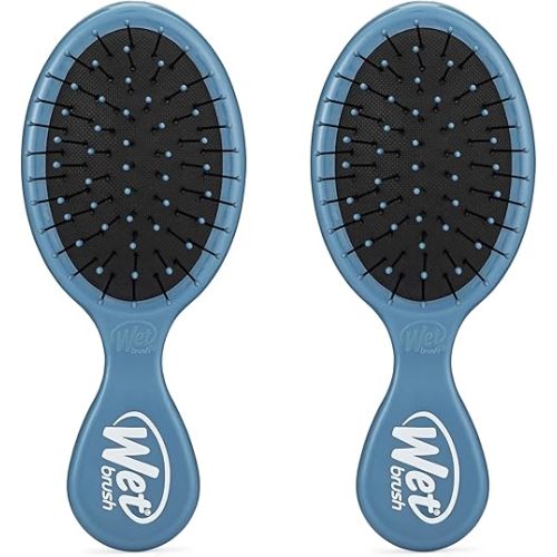 Wet Brush Mini Detangler Hair Brush, Elemental Blue - Detangling Travel Hair Brush - Ultra-Soft IntelliFlex Bristles Glide Through Tangles with Ease - Pain-Free - All Hair Types (Pack of 2)