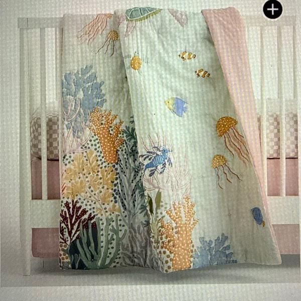 Coral Reef Dreams 100% Organic Cotton Baby Crib Quilt