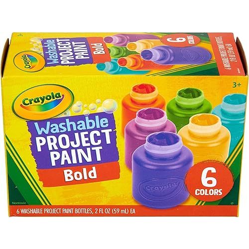 Crayola Washable Kids Paint (6ct), Essential Preschool Supplies, Paint Set for Kids, Must Have Arts & Crafts Supplies, Nontoxic, Preschool Learning Activities for Toddlers