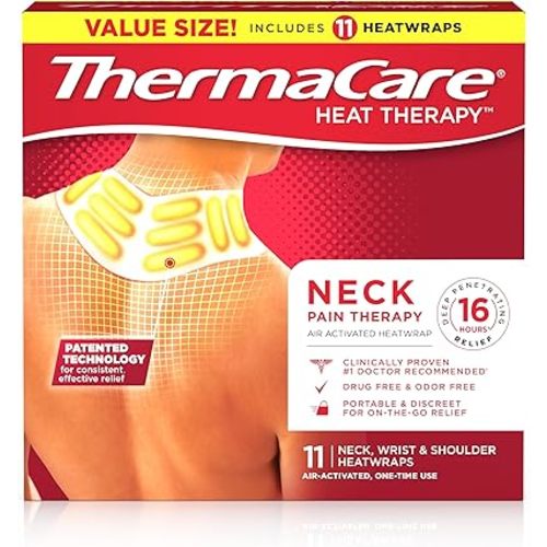 ThermaCare Adhesvie Heat Wraps, Portable Neck & Shoulder Heating Pads & Pain Relief Patches for Sore and Stiff Muscles, HSA/FSA Eligible & Approved, (Large, 11)