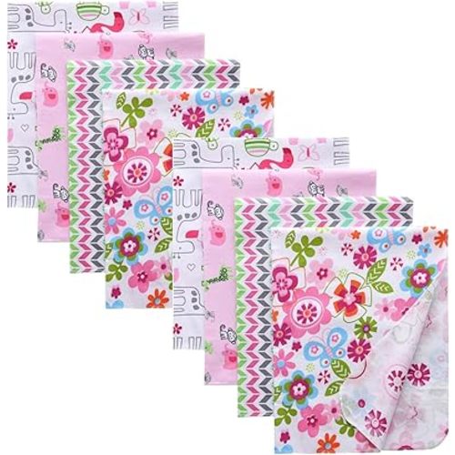 Gina Era Cotton Flannel Receiving Blankets Baby 8 Pcs, Baby Swaddle Blankets, Baby Flannel Blanket 30 X 30 Inch for Boy Girl (Style-1)
