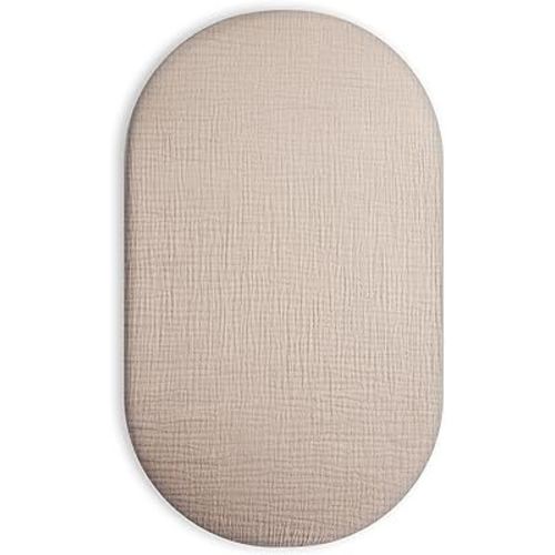 Muslin Bassinet Sheet for Baby Boy and Girl, Universal Fit for Rectangle, Oval, Hourglass Bassinet Mattress, Moses Basket Sheets (Beige, Bassinet Sheet)