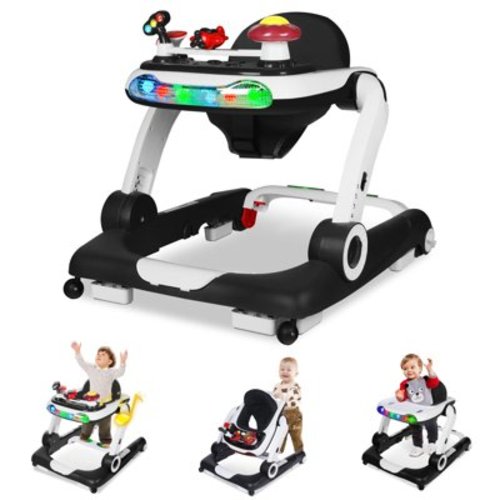 AILEEKISS Musical Baby Walker with Wheels, Activity Center Toddler Music Bouncer Walker, Black