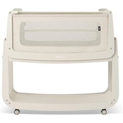 SnuzPod 5 Bedside Bassinet for Baby - Newborn bed with Zip Down Breathable Windows, Bedside Sleeper with Lift-Off Bassinet, Portable & Rocking Stand 3-in-1 Baby Cradle with Wheels & Mattress, Cashmere