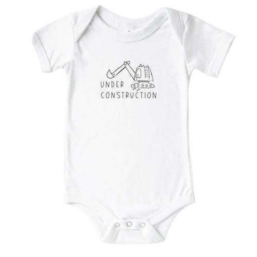 Under Construction Graphic Bodysuit | White 6-12 months