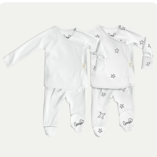 Baby Bundle Footie - Milk + Stars Twin Pack – Bonsie Skin to Skin Babywear