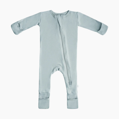 Dreamland Baby Co. Baby Bamboo Pajamas w/ DreamCuffs - Slate, 0-3 Months