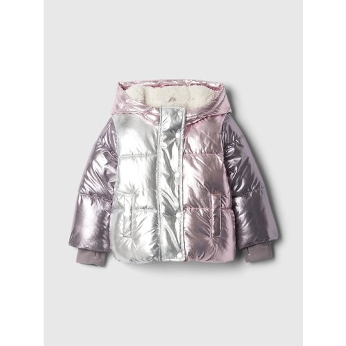 babyGap Recycled Nylon Cozy Puffer Jacket in multi, size: 18-24 M
