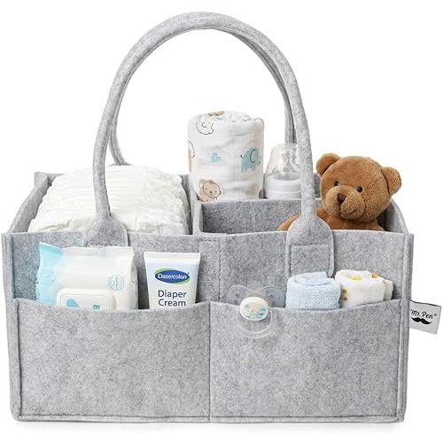 Mr. Pen- Baby Diaper Caddy Organizer, Gray, Medium, Nursery Storage Bin and Car Organizer for Diapers and Baby Wipes