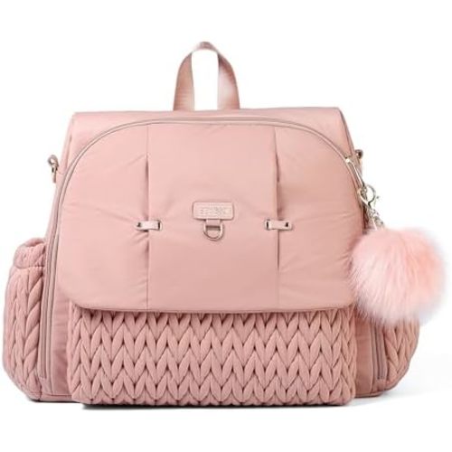 Allie Backpack Stylish Diaper Bag,Travel Baby Bag with Insulated Pockets,Changing Pad, Stroller Clips, Shoulder Strap(Dusty Rose)